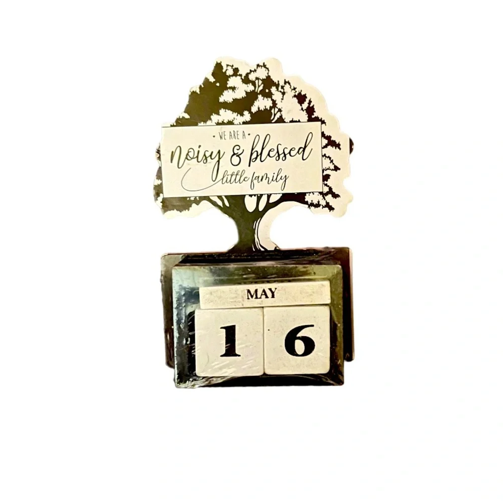 Stand-up Block Calendar • Graphic: “We Are A Noisy And Blessed Little Fa…